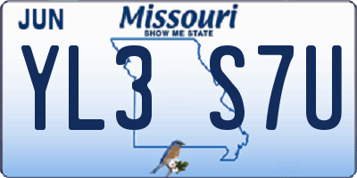 MO license plate YL3S7U
