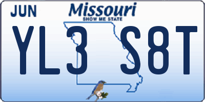 MO license plate YL3S8T
