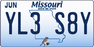 MO license plate YL3S8Y