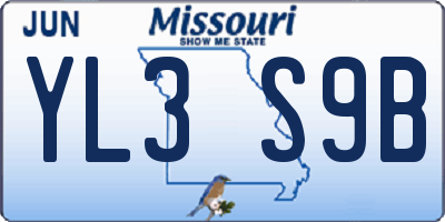MO license plate YL3S9B