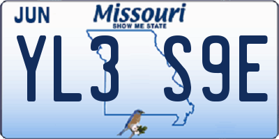MO license plate YL3S9E
