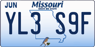 MO license plate YL3S9F