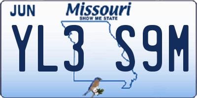 MO license plate YL3S9M