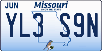 MO license plate YL3S9N
