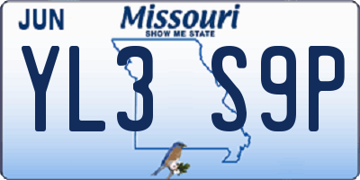 MO license plate YL3S9P