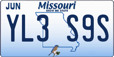 MO license plate YL3S9S