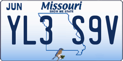MO license plate YL3S9V