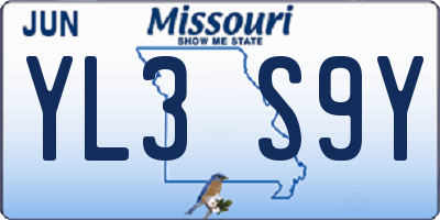 MO license plate YL3S9Y