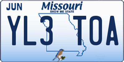 MO license plate YL3T0A