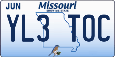 MO license plate YL3T0C