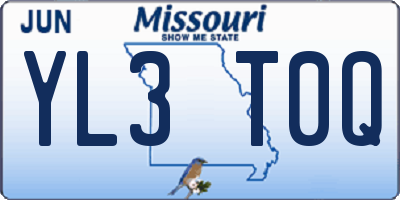 MO license plate YL3T0Q