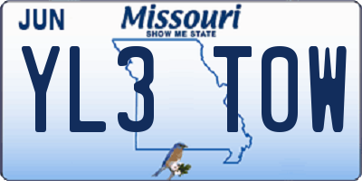 MO license plate YL3T0W