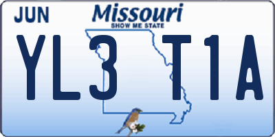 MO license plate YL3T1A