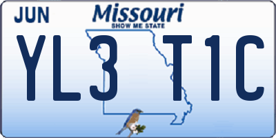 MO license plate YL3T1C