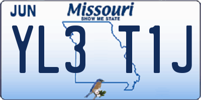 MO license plate YL3T1J