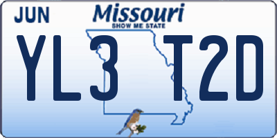 MO license plate YL3T2D