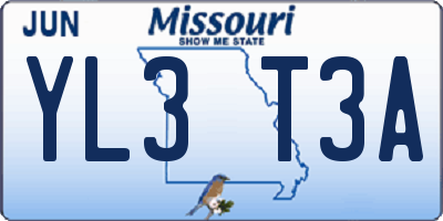 MO license plate YL3T3A