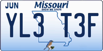 MO license plate YL3T3F