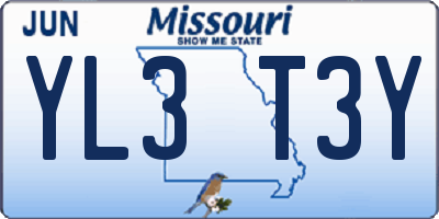 MO license plate YL3T3Y
