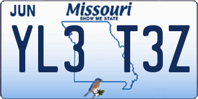 MO license plate YL3T3Z