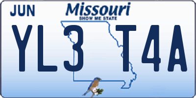 MO license plate YL3T4A