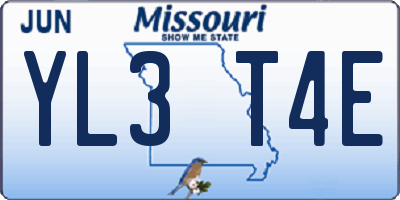MO license plate YL3T4E