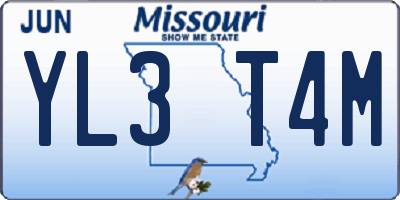 MO license plate YL3T4M