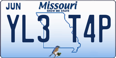 MO license plate YL3T4P