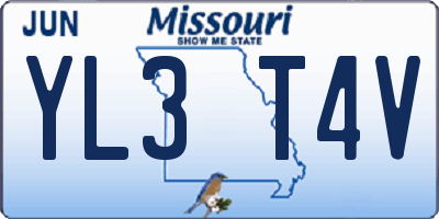 MO license plate YL3T4V