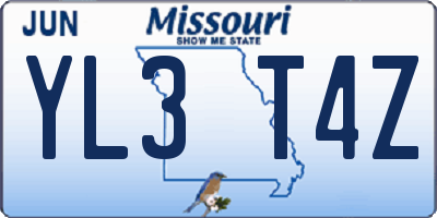 MO license plate YL3T4Z