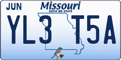 MO license plate YL3T5A