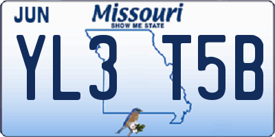 MO license plate YL3T5B