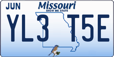 MO license plate YL3T5E