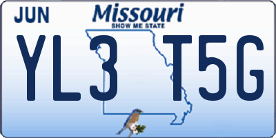 MO license plate YL3T5G