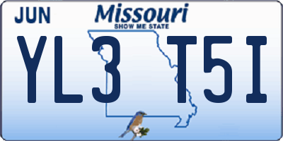 MO license plate YL3T5I