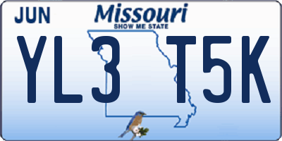 MO license plate YL3T5K