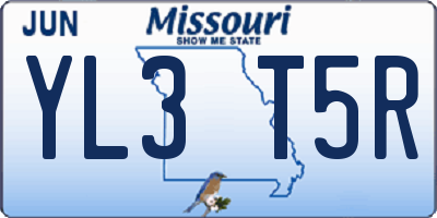 MO license plate YL3T5R