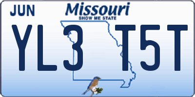 MO license plate YL3T5T