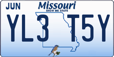 MO license plate YL3T5Y