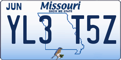 MO license plate YL3T5Z