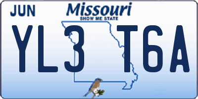 MO license plate YL3T6A