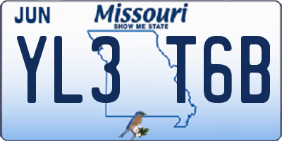 MO license plate YL3T6B