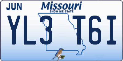 MO license plate YL3T6I