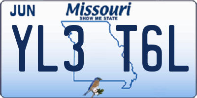 MO license plate YL3T6L