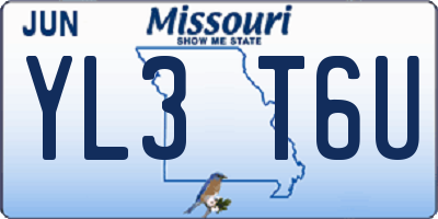 MO license plate YL3T6U