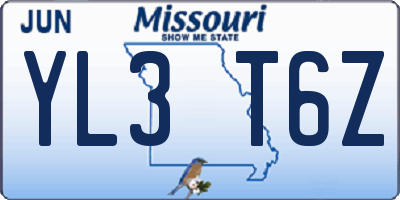 MO license plate YL3T6Z