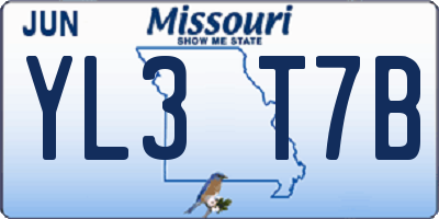 MO license plate YL3T7B