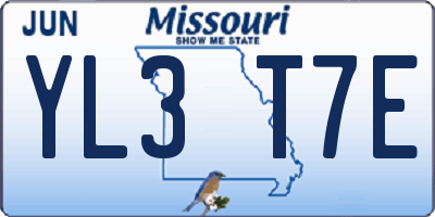 MO license plate YL3T7E