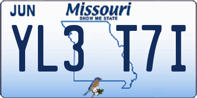 MO license plate YL3T7I