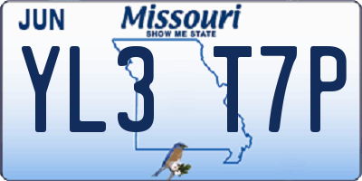 MO license plate YL3T7P